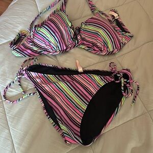 Victorias Secret Multi Stripe Bikini 34DD and Large Bottoms